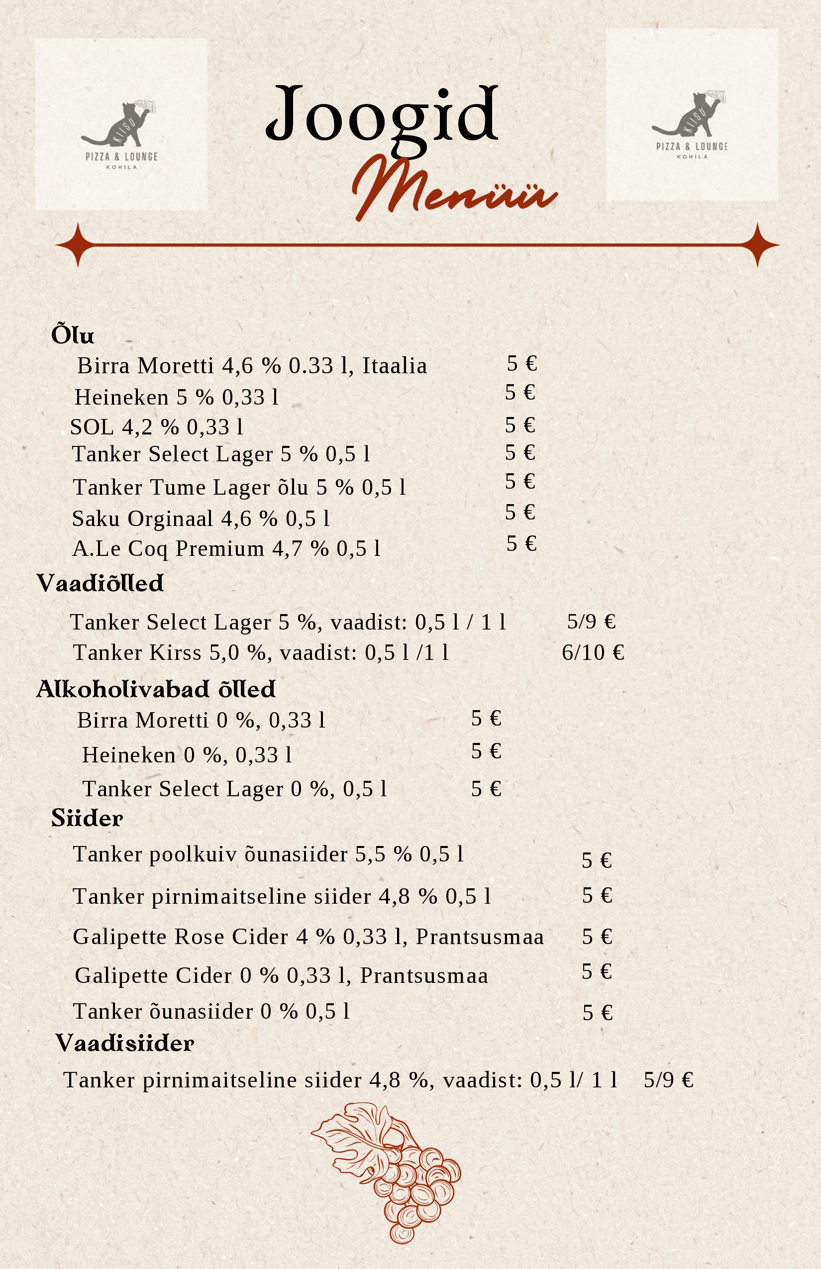 kiisu pizza ja lounge alkohol