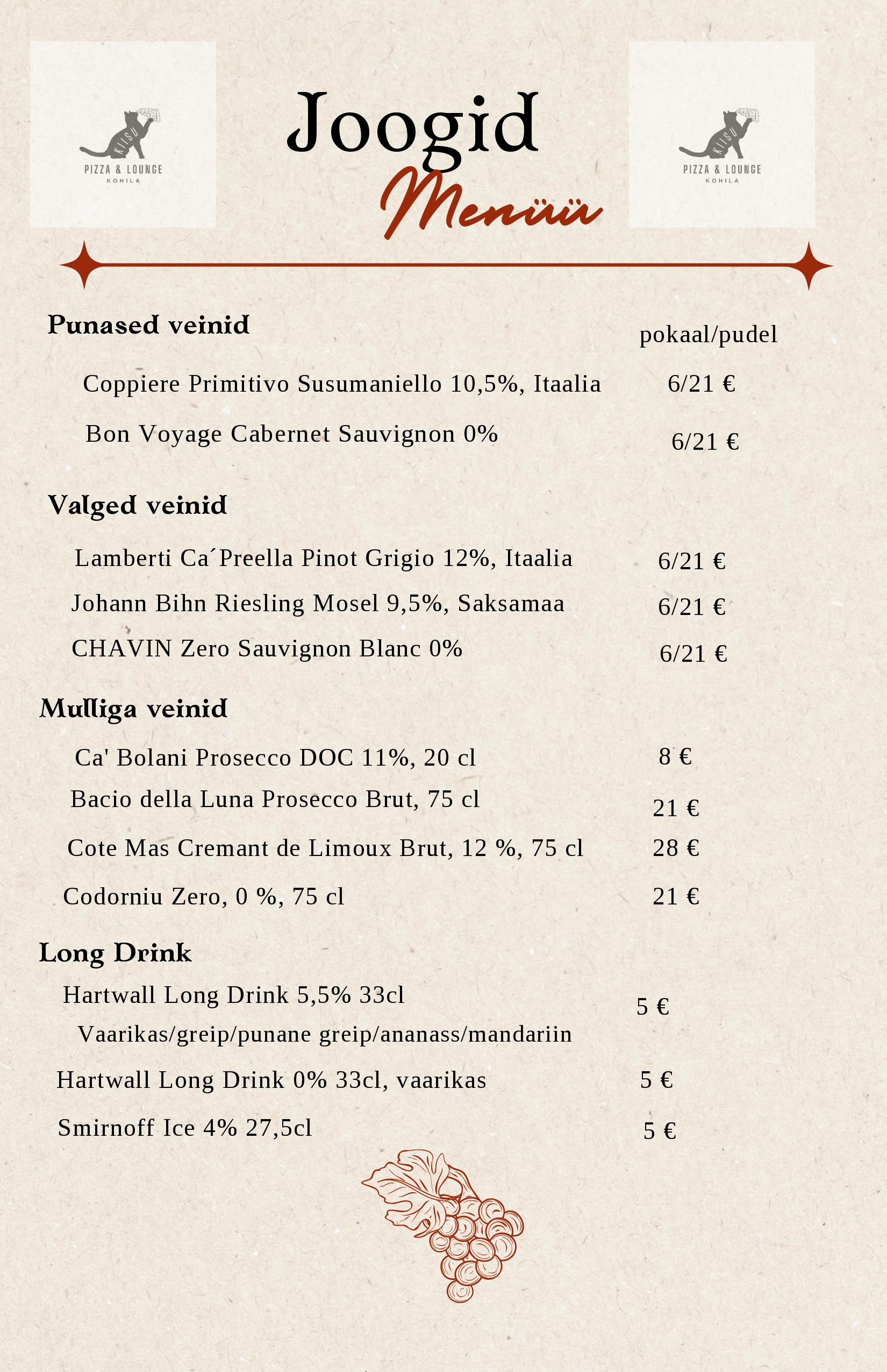 kiisu pizza ja lounge veinid